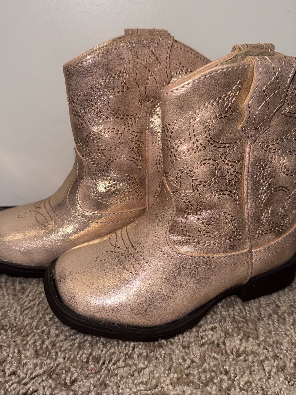 wonder nation Metallic Rose Gold Kids Cowboy Boots